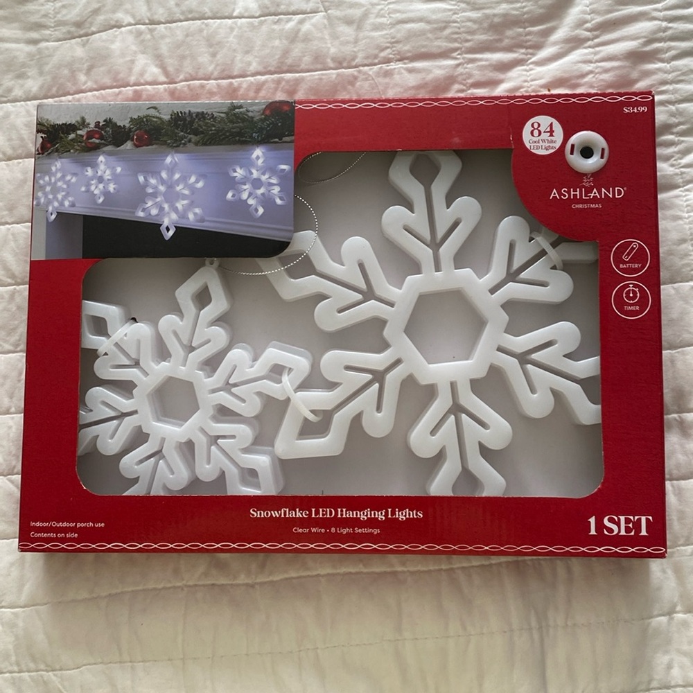 NWT Ashland Christmas Snowflake LED hanging Lights